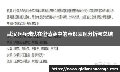 武汉乒乓球队在邀请赛中的意识表现分析与总结